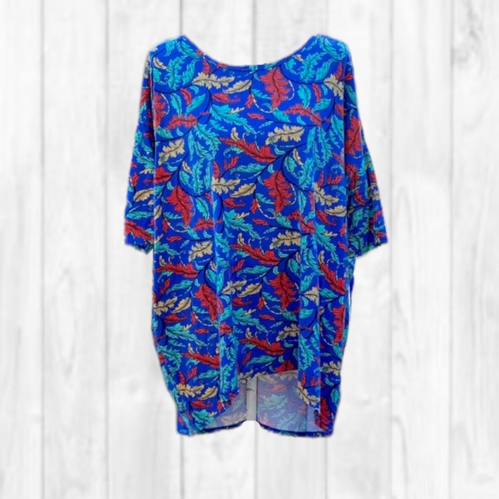 LuLaRoe Women’s Leaf Print Irna High Low Tunic Top (2XL)